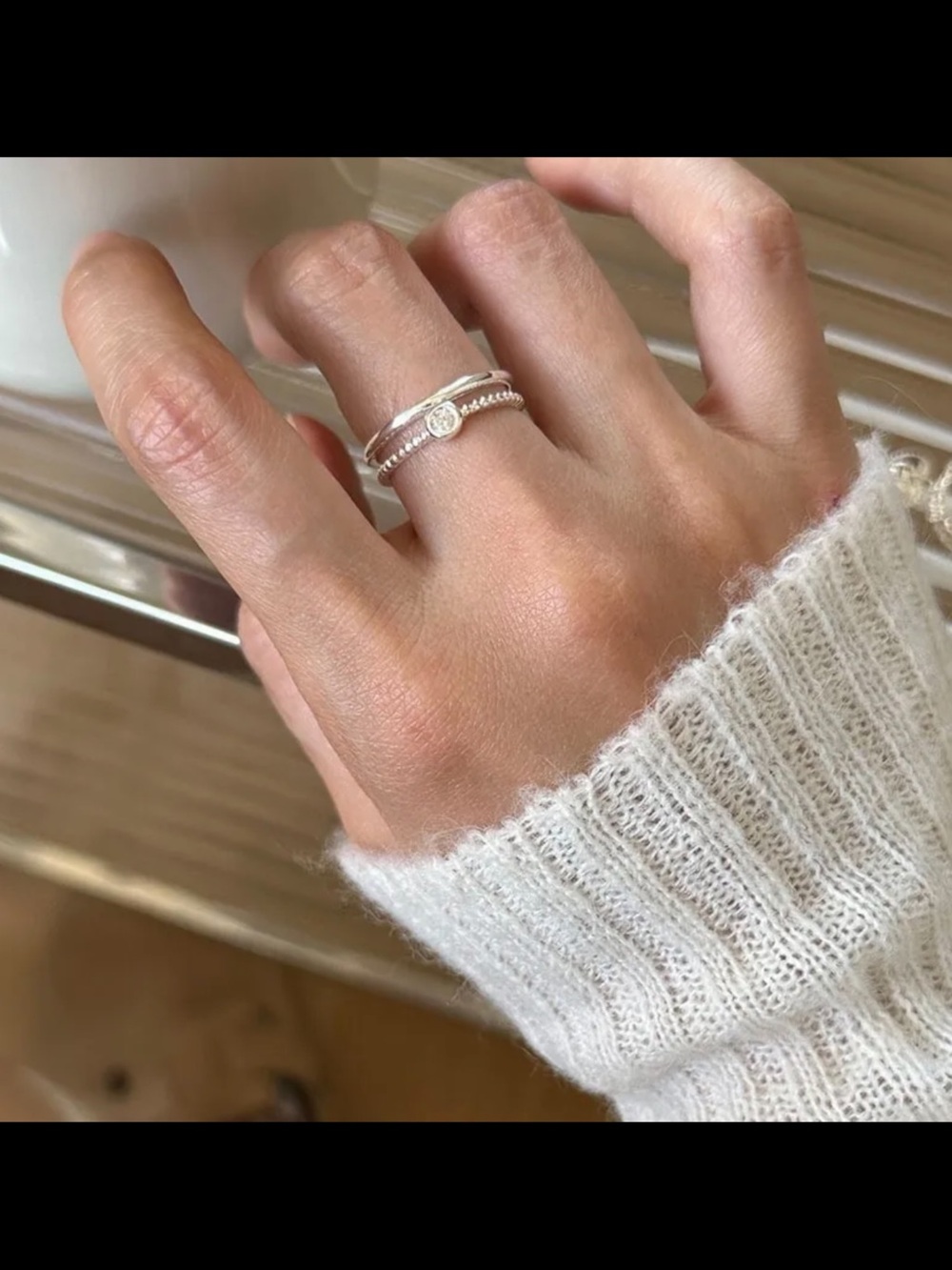 2425-71 NEW 925 Sterling Silver Double Band Cz Ring